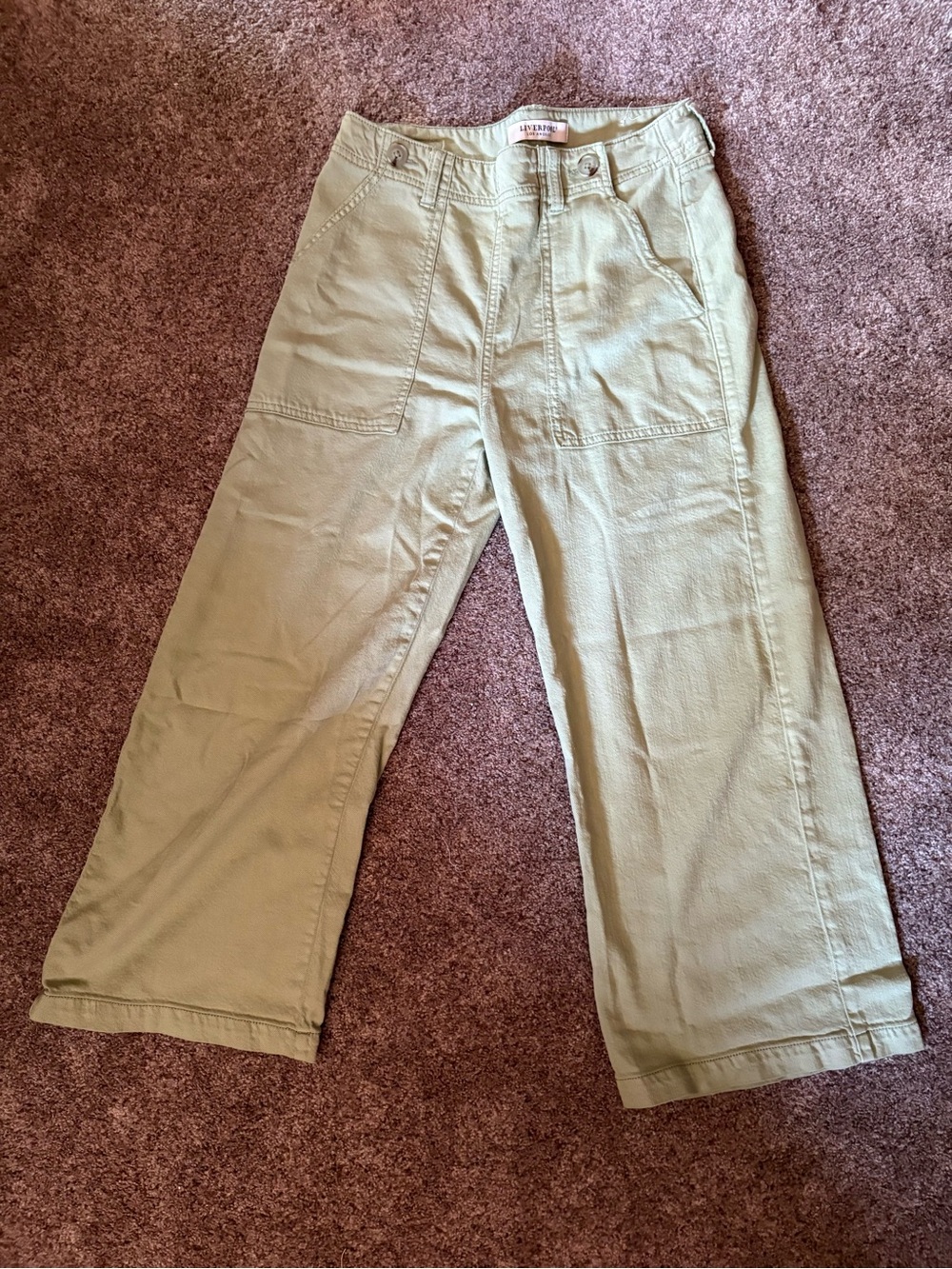 Liverpool Utility Crop Wide Leg Lotus Color